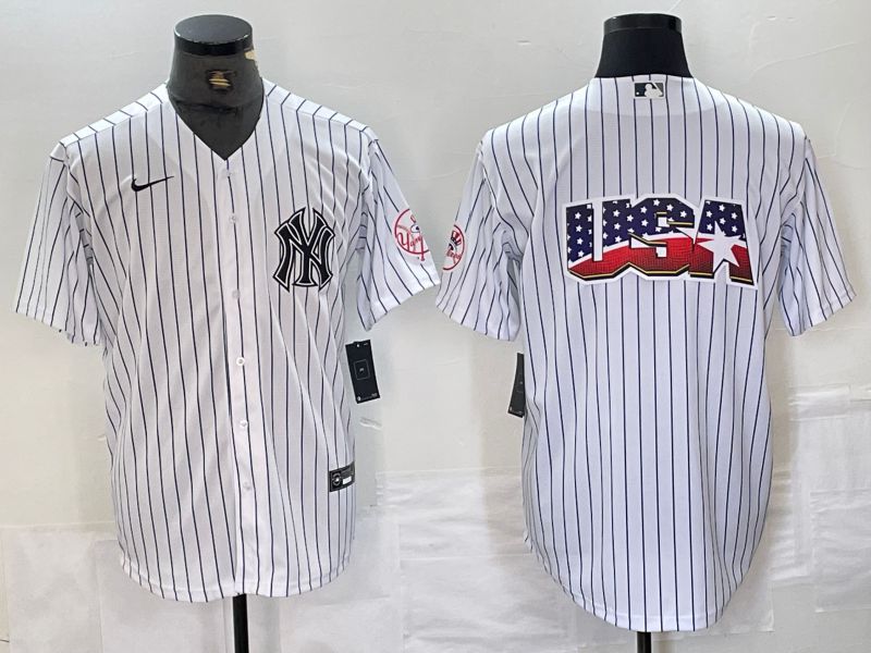 Men New York Yankees Blank White Stripe Second generation joint name Nike 2024 MLB Jersey style 4